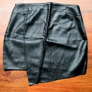 Faux Leather Asymmetrical Mini Skirt